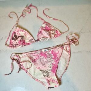 Vintage early 2000s Seafolly Australian 🩷👙Pink Hummingbird Bikini Set - 9/10